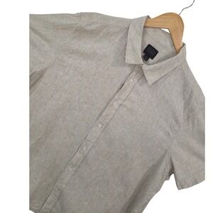 14th & Union Men Beige Linen Blend Shirt 2XL Short Sleeve Button Up Casual